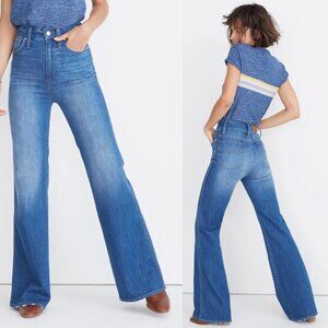 Madewell 11" High Rise Flare Jeans Mossbrook Wash Blue Retro Look Womens Size 28